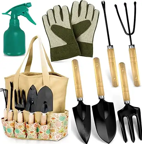 Scuddles Gardening Tools, 8 Piece Garden Tool Kit for Women