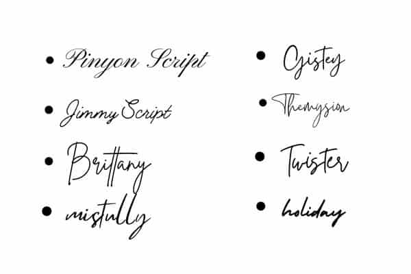 hand written cursive fonts on canva