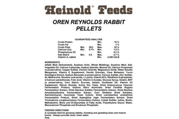 rabbit pellets feed bag tag.
